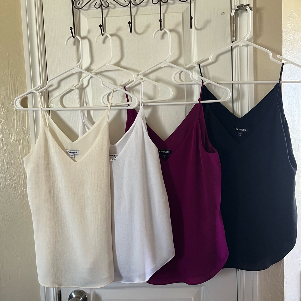 (4) Express Classic V-Neck Cami’s
